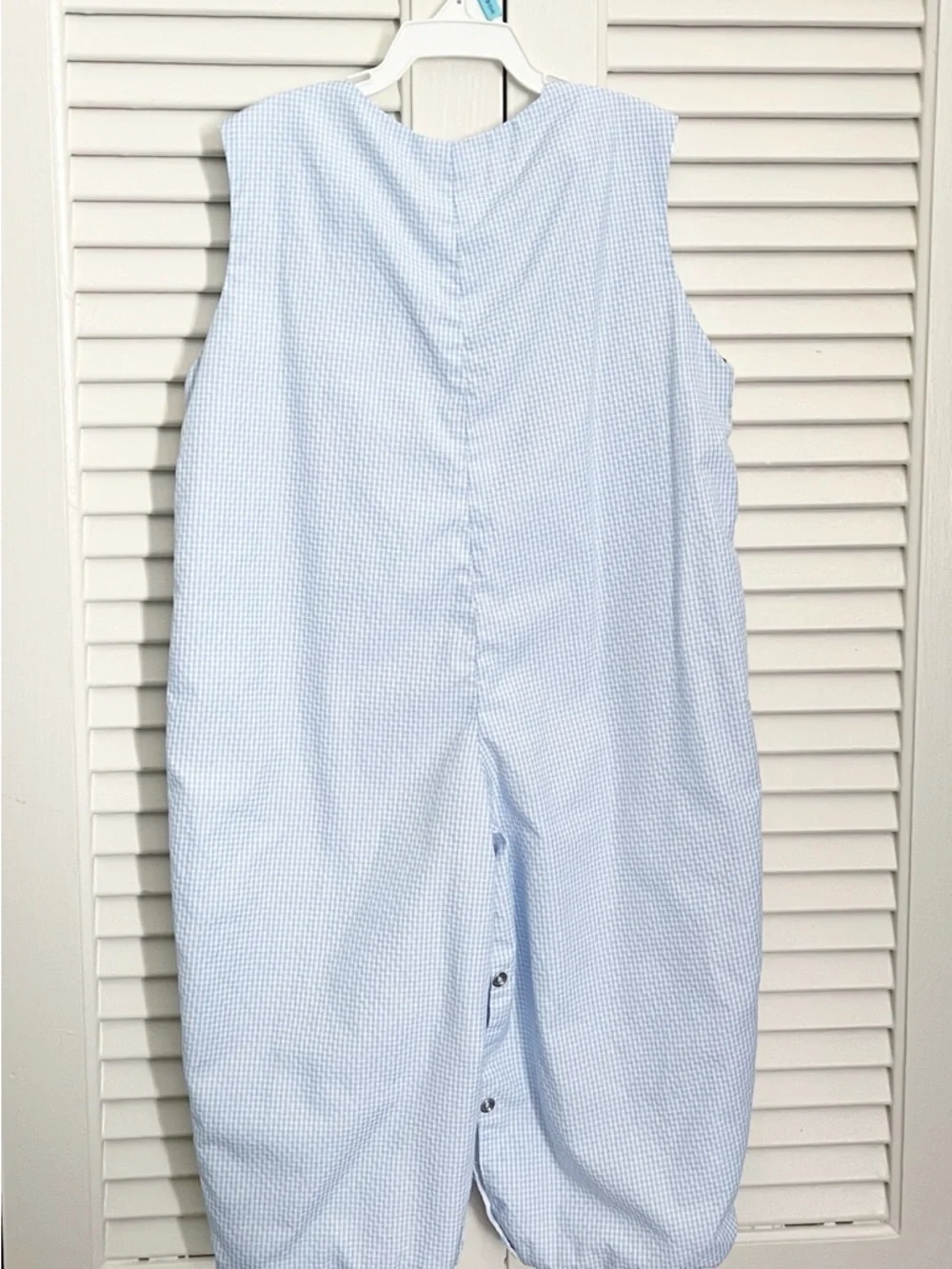 Classic Whimsy Light Blue Check Smocked Farm Longall